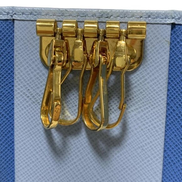 Auth PRADA - 1PG004 Celeste (light blue) Saffiano Leather Key Case - Picture 5 of 5